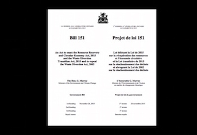 Bill 151 — Waste Free Ontario Legislation Receives 2nd Reading