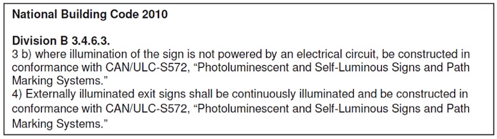 National Building Code emergency signs