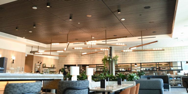 Vibrant Lighting at Earls Brentwood, Vancouver made Possible by MP Lighting