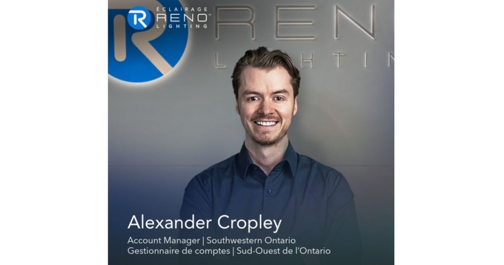 Oct 14, 2025 - RENO Lighting Announces Alexander Cropley as New Account Manager for Southwestern Ontario