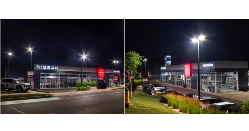 Jan 14, 2026 - CSC LED Spotted on Site - FL05 Area Lights Illuminate Waterloo Nissan with DarkSky-Friendly Design