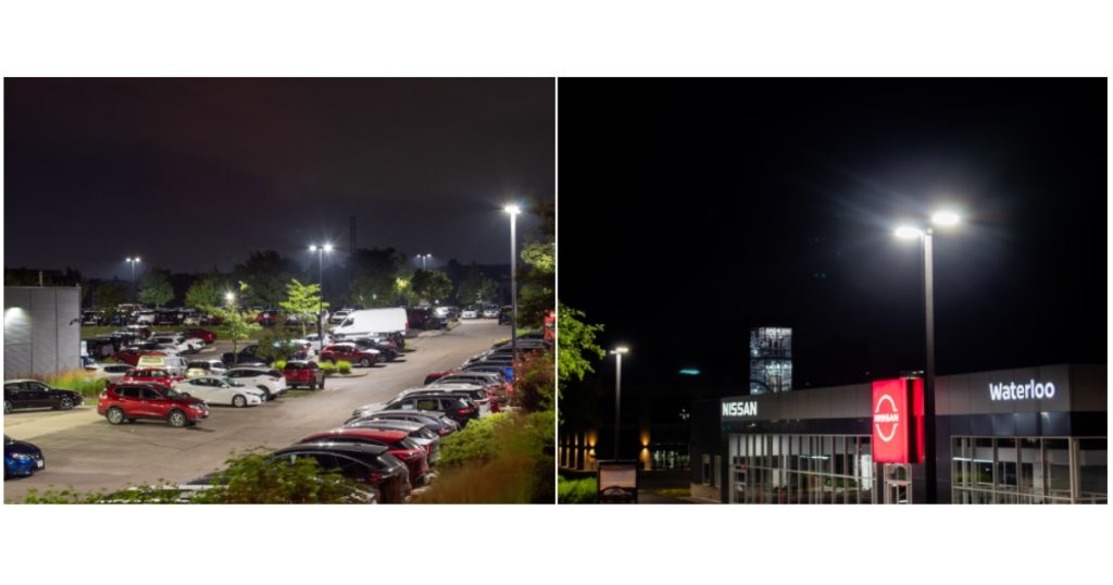 Jan 14, 2026 - CSC LED Spotted on Site - FL05 Area Lights Illuminate Waterloo Nissan with DarkSky-Friendly Design