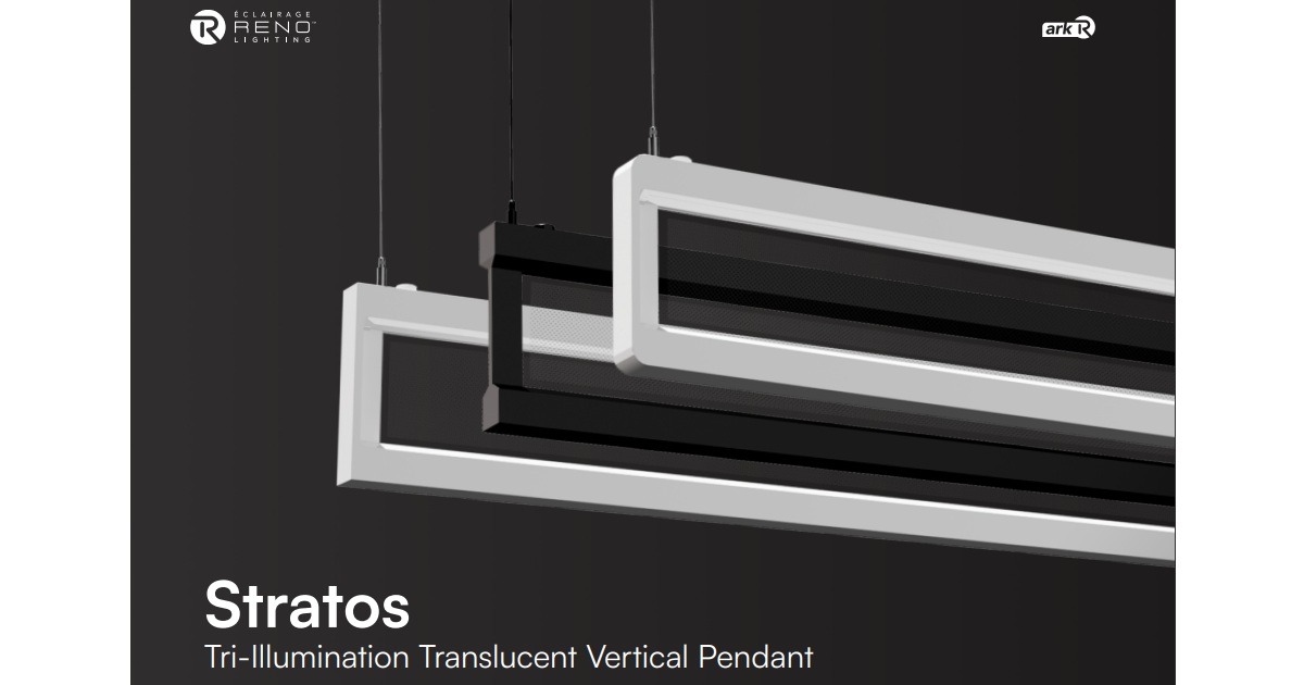 RENO Lighting Introduces STRATOS — Tri-Illumination Translucent Vertical Pendant